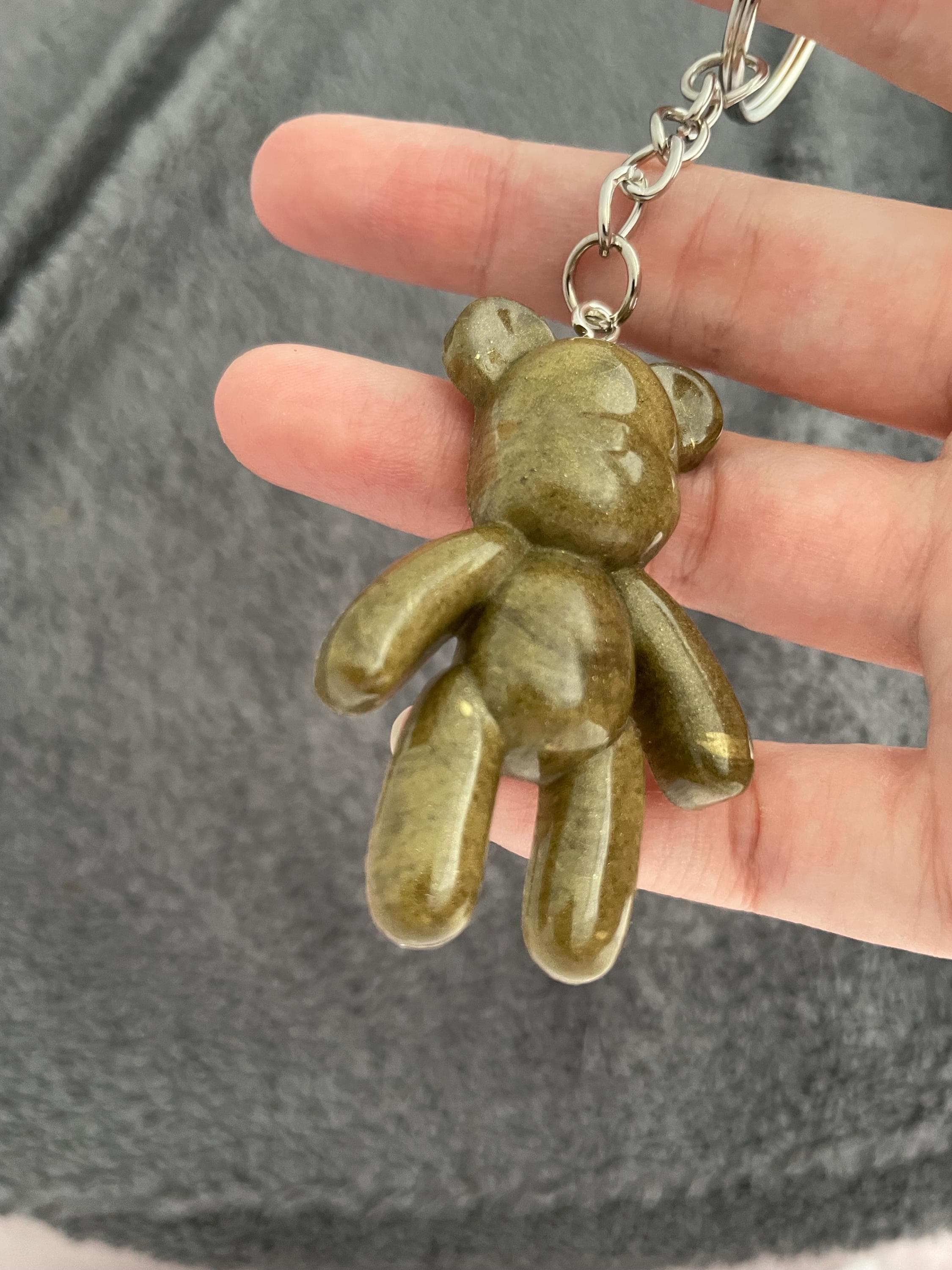 テディベア ハンドメイドエポキシ樹脂キーホルダー ゴールド - Etsy 日本