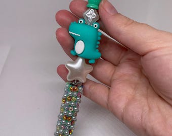 Green and White Dinosaur and Star Design Handmade Stylus