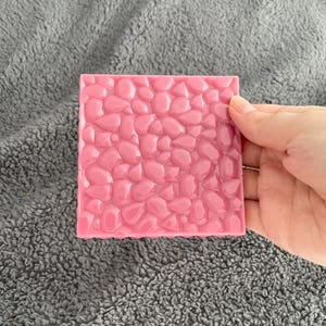 Square Handmade Epoxy Resin Coaster, Gems, IMPERFECT, Dusty Pink