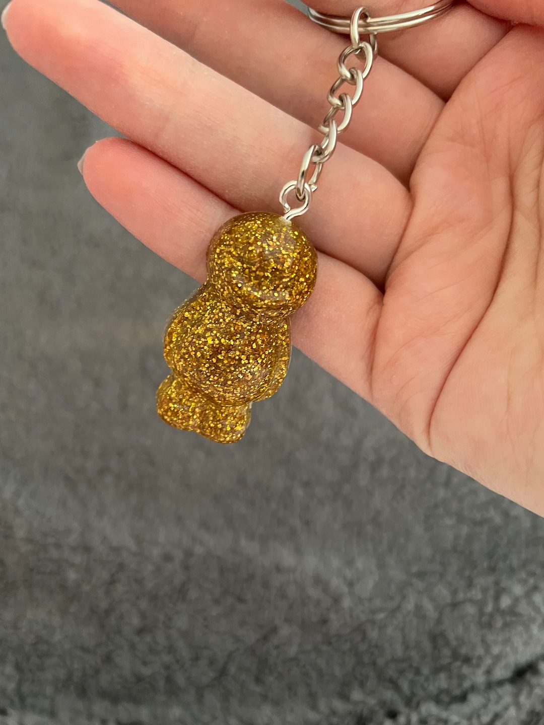 Jelly Baby Handmade Epoxy Resin Keyring, Small, Gold Fine Glitter - Etsy