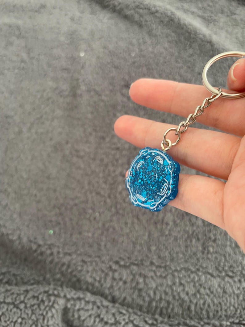 Handmade Epoxy Resin Keyring, Venus, IMPERFECT, Dark Blue Chunky