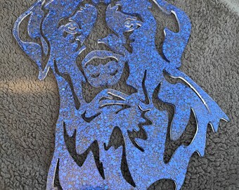 Dog Resin Wall Hanging, Blue Glitter