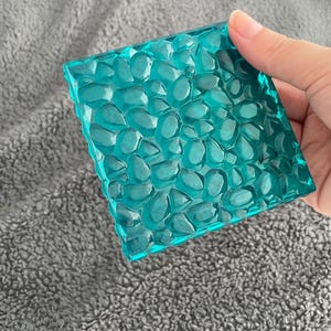 Square Handmade Epoxy Resin Coaster, Gems, Transulcent Ocean Teal