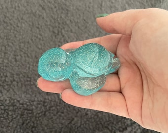 Turtle Resin Ornament, Blue Glitter