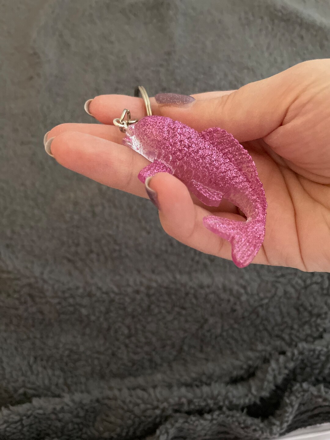 Koi Fish Handmade Epoxy Resin Keyring, Large, Pink Fine Glitter - Etsy
