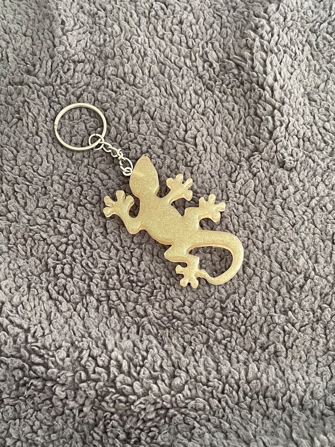 Lizard Key Lizard Handmade Epoxy Resin Keyring, Medium, Golden Shimmer - Etsy