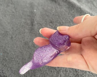 紫色のキラキラ輝く手作りエポキシ樹脂3D猫キーホルダー - Etsy 日本