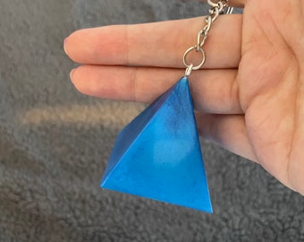 Pyramid Resin Keyring, Blue Shimmer