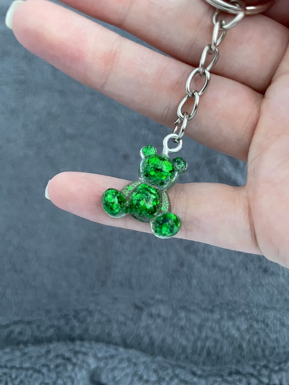 手作り 緑色の小さなテディベア 小さなくまさん