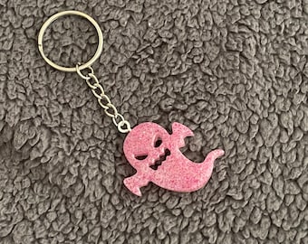 Ghost Resin Keyring, Pink Glitter