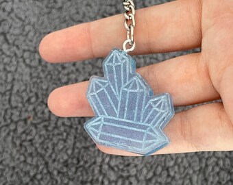 Crystal Cluster Resin Keyring, Small, Light Blue Shimmer