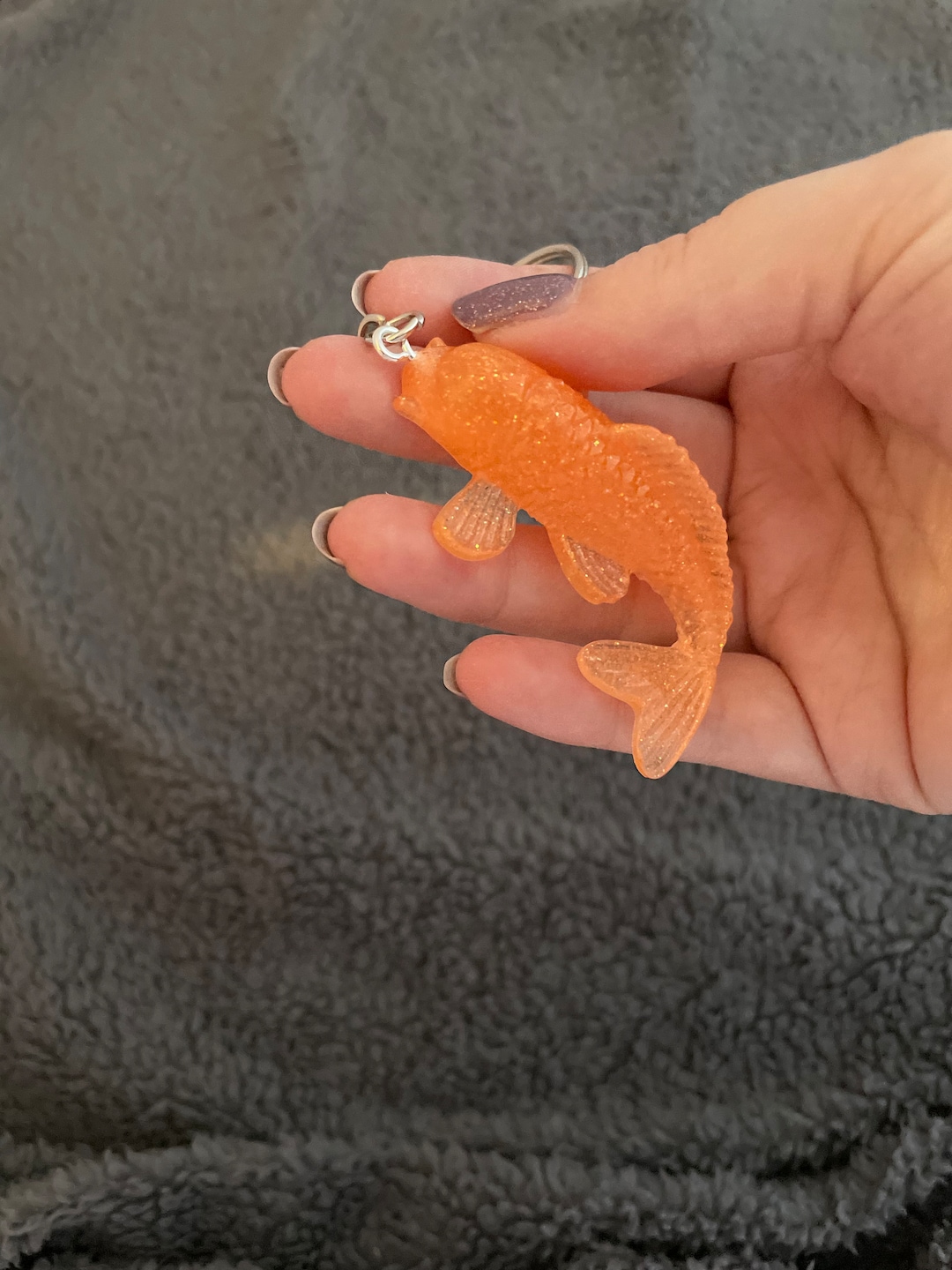 Koi Fish Handmade Epoxy Resin Keyring, Large, Orange Fine Glitter - Etsy