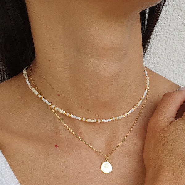 Crystal Glass Kralen Ketting, Delicate Tiny Beads Chocker, Minimalistische Crystal Ketting, Multi Stone Sieraden, Verstelbare Gouden Choker