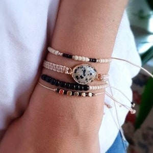 Jasper Gemstone Beads Bracelets in Macrame Style and Adjustable Size Handmade Christmas Gift For Her