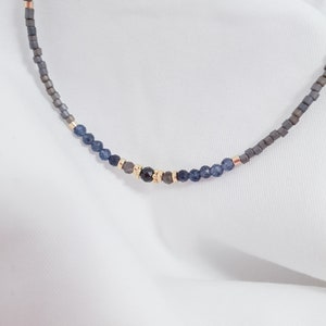 Multi Gemstone Necklace Blue Sapphire Choker Tourmaline Choker Delicate Gemstone Minimalist Crystal Necklace Bright Color Jewelry 24K Gold