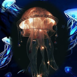 Fantastic LED jellyfish night light decorative chandelier Handmade Adorable Magic dream cute jellyfish chandelier night light Gifts for kids