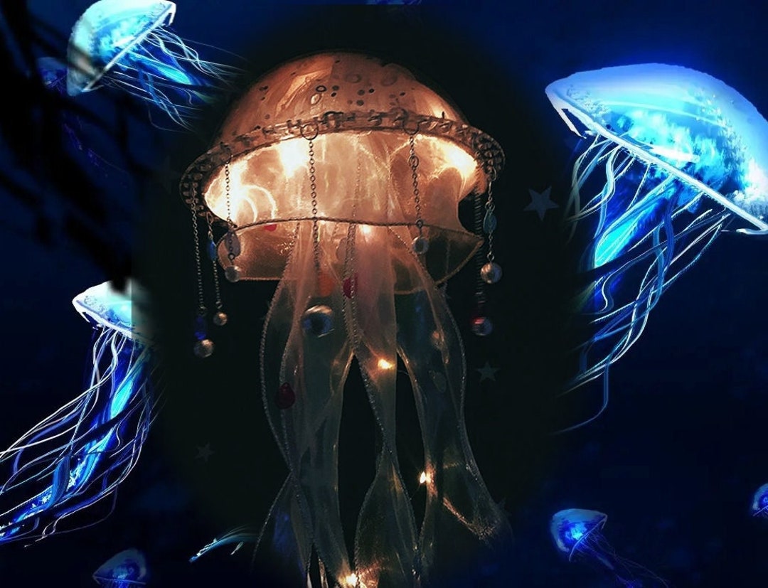 Fantastic LED Jellyfish Night Light Decorative Chandelier Handmade