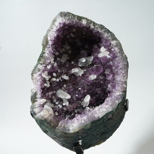 XXL 14” Amethyst Geode with Calcite on Stand