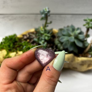 Gem Crystallized Lepidolite Hearts