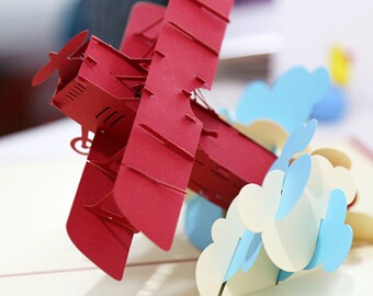 3D Pop Up Aeroplane Helicopter Greeting Card for Father's Day Birthday Fun Anniversary Congratulations