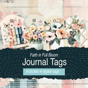 Charming Floral Tags for Junk Journals - Digital Ephemera for Paper Crafts Collage Sheet 11 x 8.5