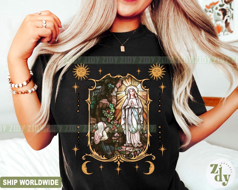 Lady Of Lourdes Shirt, Virgin Mary Shirt, Mother Mary Shirt, Our Lady Of Guadalupe Shirt image 3