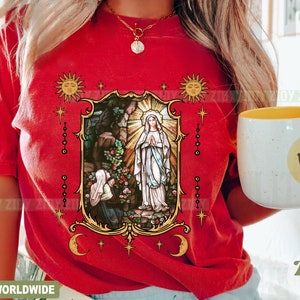 Lady Of Lourdes Shirt, Virgin Mary Shirt, Mother Mary Shirt, Our Lady Of Guadalupe Shirt image 7