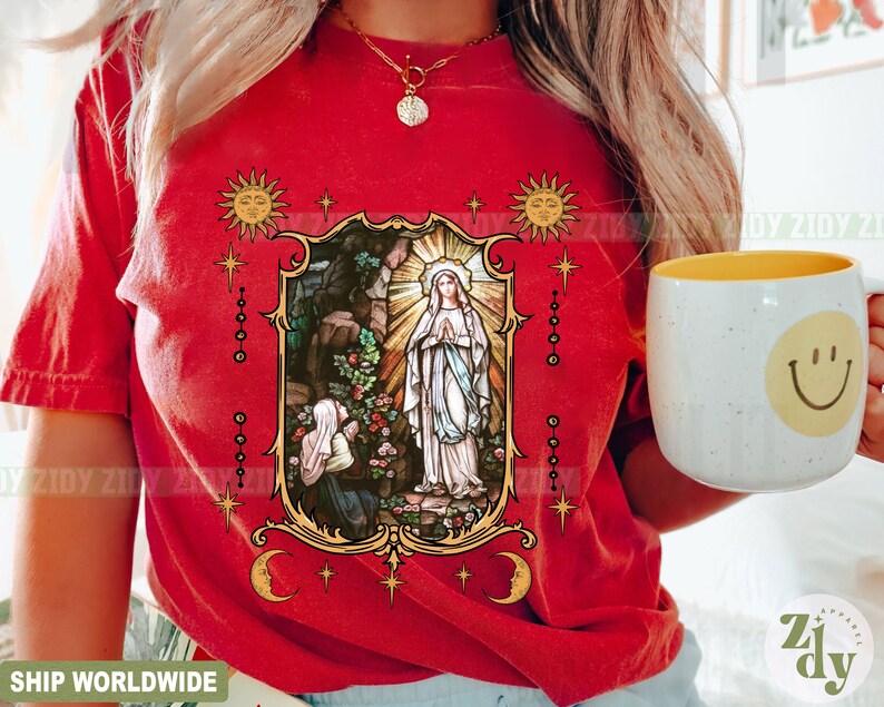 Lady Of Lourdes Shirt, Virgin Mary Shirt, Mother Mary Shirt, Our Lady Of Guadalupe Shirt image 7