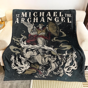 St. Michael The Archangel Blanket, Catholic Blanket, Traditional Catholic Blanket, Kids Baby Gift, Soldier of God, Baptismal, Saint Blanker