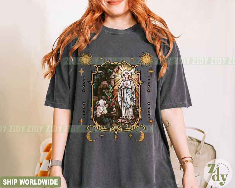 Lady Of Lourdes Shirt, Virgin Mary Shirt, Mother Mary Shirt, Our Lady Of Guadalupe Shirt image 4