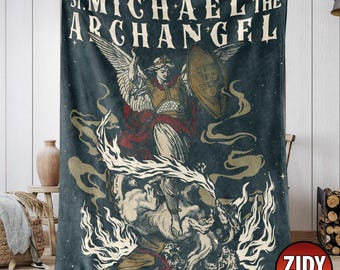 Saint Michael Blanket, Christian Blanket, St Michael Archangel Blanket, Traditional Catholic Blanket, Bedroom Gift, Gift for Him