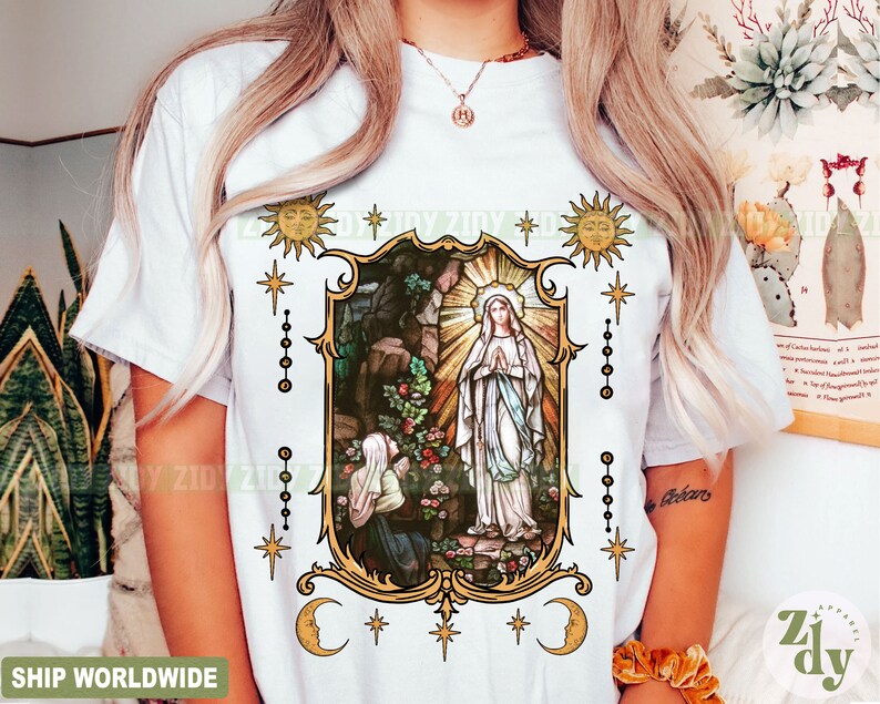 Lady Of Lourdes Shirt, Virgin Mary Shirt, Mother Mary Shirt, Our Lady Of Guadalupe Shirt image 2