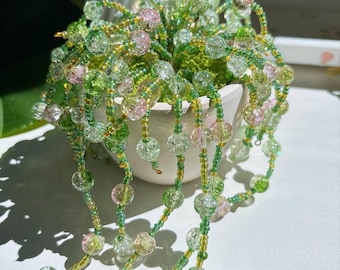 Handmade Glass Beaded Succulent, Crystal Plant Suncatcher, Plant Lover Gift