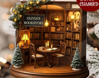Personalized Bookstore Christmas Ornament, Book Lover Gift