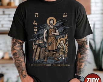 Saint Joseph The Worker Terror Of Demons Shirt, Christian T-shirt, Saint Joseph Tee, Traditional Catholic Shirt, Gift for Him