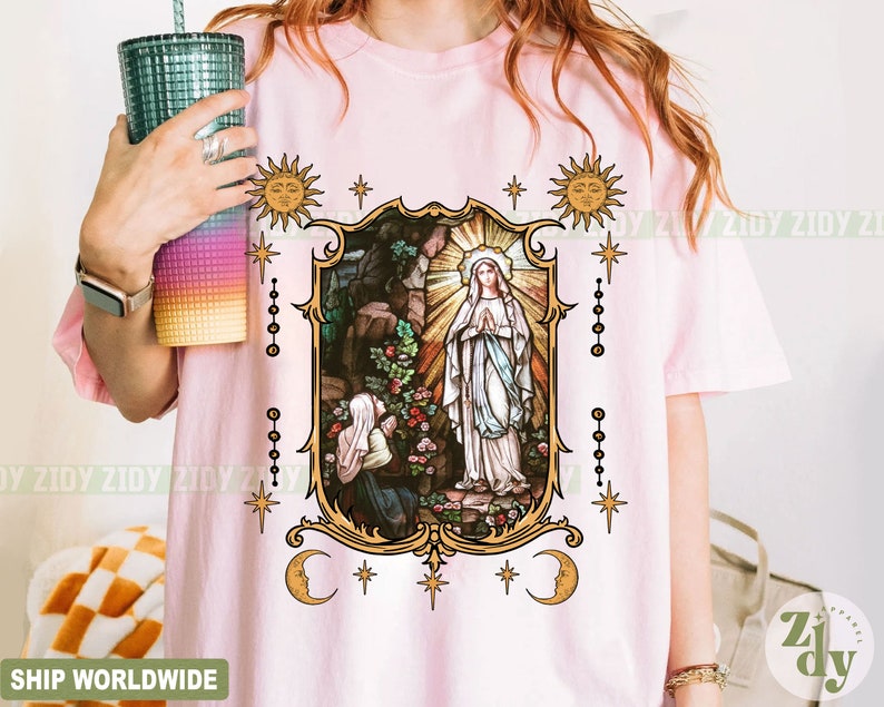 Lady Of Lourdes Shirt, Virgin Mary Shirt, Mother Mary Shirt, Our Lady Of Guadalupe Shirt image 6