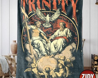 Trinity Blanket, Catholic Christian Fleece Blanket, Jesus Blanket, God Blanket, Baby blanket, Gift for Him, Father's day Gift