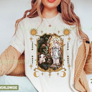 Lady Of Lourdes Shirt, Virgin Mary Shirt, Mother Mary Shirt, Our Lady Of Guadalupe Shirt image 1
