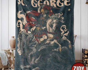 St. George And The Dragon Blanket, Catholic Men Blanket, Christian Blanket, Catholic Blanket, Catholic Gift, Jesus Blanket, Gift For Him