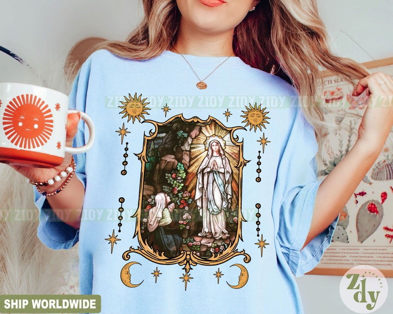 Lady Of Lourdes Shirt, Virgin Mary Shirt, Mother Mary Shirt, Our Lady Of Guadalupe Shirt image 5