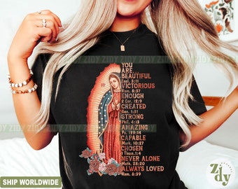 You Are Beautiful Bible Verse Shirt, Virgin Mary Shirt, Mother Mary Shirt, Religious Shirt, Guadalupe Shirt, Latina Shirt, Christian Shirt