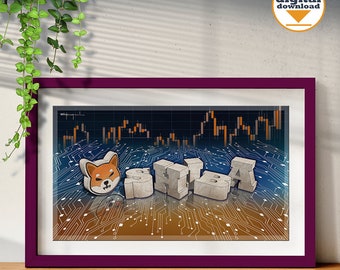 Descarga digital Shiba Crypto Art, Shiba Wall Art, Criptomoneda imprimible, Descarga instantánea, Regalo para él, Blockchain Art, decoración del hogar