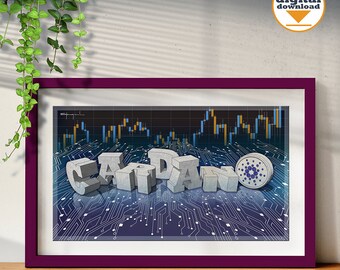 Descarga digital Cardano Crypto Art, Cardano Wall Art, Criptomoneda imprimible, Descarga instantánea, Regalo para él, Blockchain Art, decoración del hogar