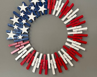 Patriotic clothespin wreath