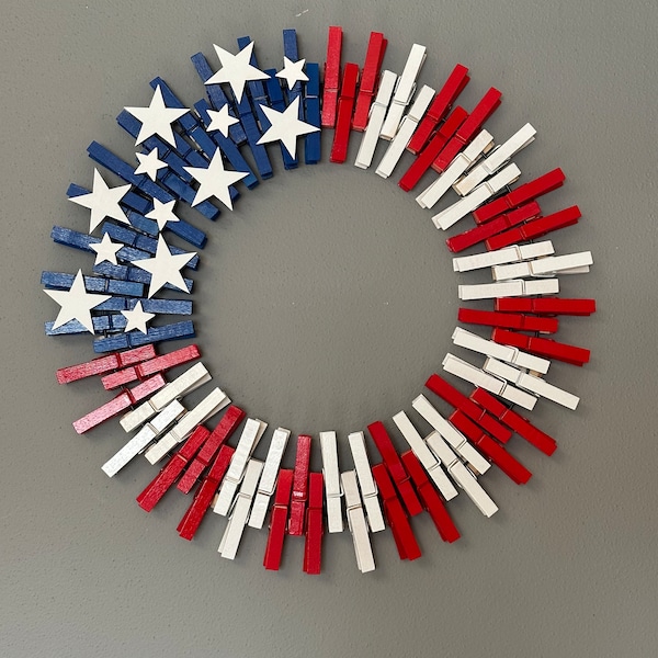 Patriotic clothespin wreath