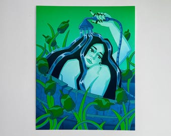 Rusalka Slavic Mythology Art Print 8x10 | Emotional Healing Art | Mermaid Bathroom Decor