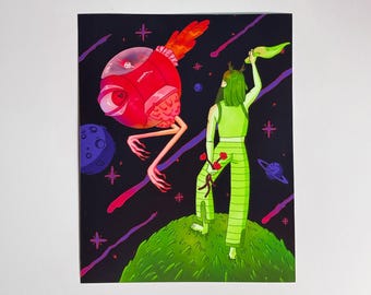 Long Distance Relationship Gift | Sci-fi Fantasy Art Print 8x10 | Slavic Mythology Illustration | “The Long Goodbye”