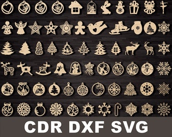 255 CNC Christmas Vector Files Bundle Vector cdr dxf svg for laser cut cnc Plasma Cricut Silhouette digital files