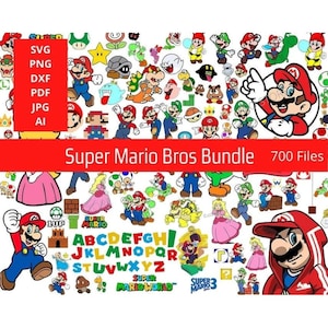 Mario Best Collection Super Mario svg Bundle package mario family svg files, mario png, Layered svg, Digital files