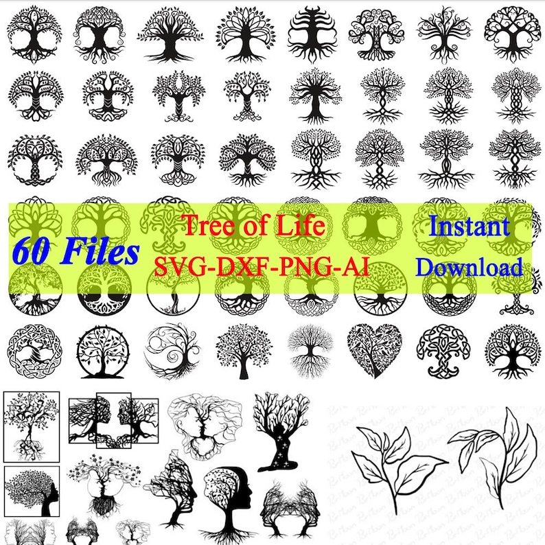 60 Tree of Life Template Bundle Laser Cut Vector SVG DXF Files Etsy